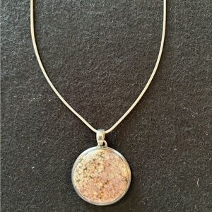 Sterling Silver 925 Chain Necklace 22″ with Round Stone Pendant